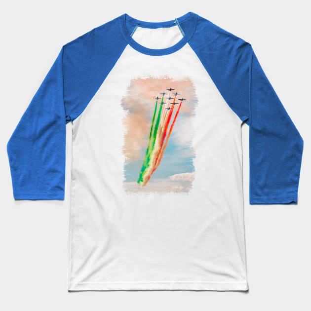 Airshow of the Italian Frecce Tricolori Baseball T-Shirt by RiverPhildon